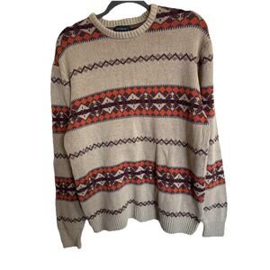 Cotton On Men’s Crew Neck Sweater Sz M Aztec Print 100% Cotton Outdoors Preppy